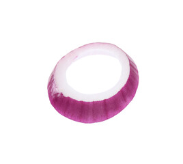 Ring of fresh red ripe onion isolated on white