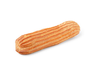 One fresh delicious eclair isolated on white
