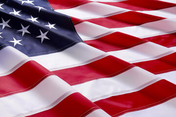 Beautiful national flag of USA as background, closeup