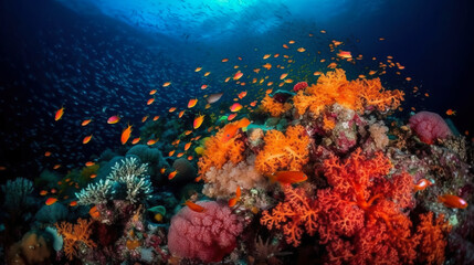 Plakat midjourney generated image of a beautiful underwater world