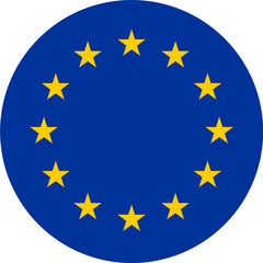 European union flag button on white background