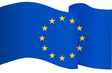 European union flag wave isolated on png or transparent background