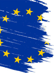 European union flag with brush paint textured isolated  on png background