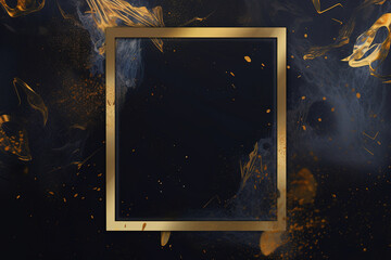 Golden frame on black abstract background. Created with Generative AI Technology