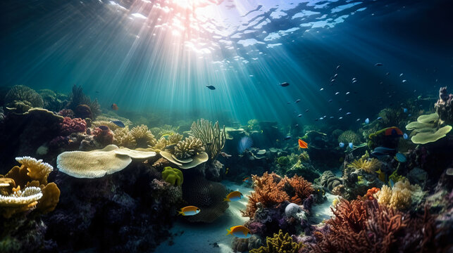 midjourney generated image of a beautiful underwater world
