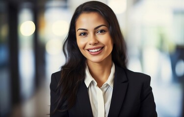 Fototapeta premium Portrait of a smiling businesswoman. Created with Generative AI