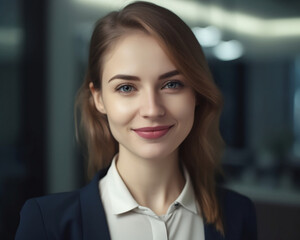 Fototapeta premium Portrait of a smiling businesswoman. Created with Generative AI