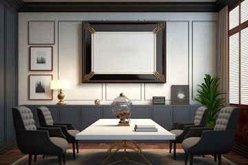 Obraz na płótnie Canvas mockup horizontal frame office meeting room, generate AI