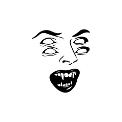 vector illustration of a four eyed scary face