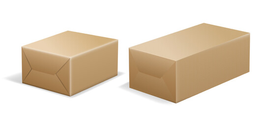 realistic parcel box wrapped in brown paper - 3d illustration