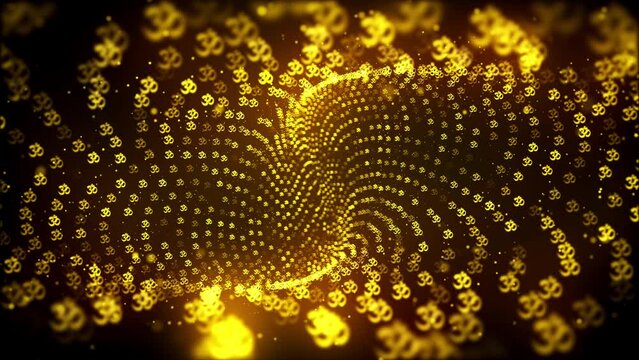 Abstract Digital Technology Blue Orange Purple Green Shiny Blurry Focus 3d Bend Space Twinkle Binary Digital Number 01 Particles Grid Rotating Background, Seamless Loop