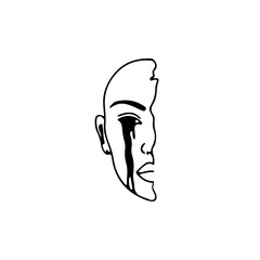 vector illustration of crying face