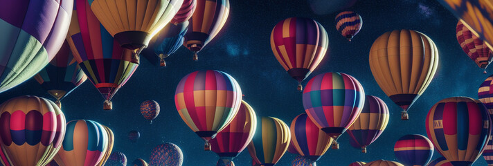 Illustration of Colorful hot air balloons soaring through the sky created with Generative AI technology