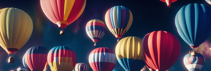 Illustration of Colorful hot air balloons soaring through the sky created with Generative AI technology