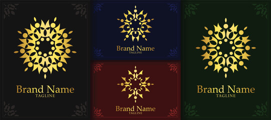 Fototapeta na wymiar Set of ornament logo line art style luxury