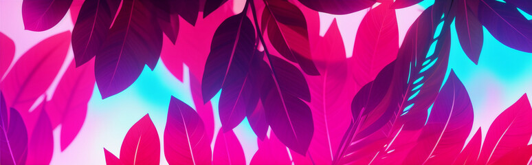 Fototapeta na wymiar Illustration of pink leaves hanging from a tree created with Generative AI technology