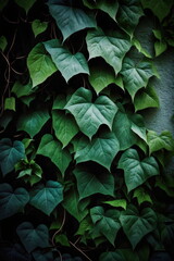 lush green leaves on vine growing on gray wall, made with generative ai