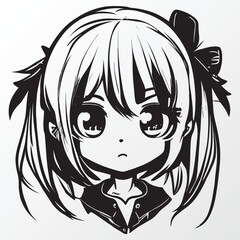 A sketch of a anime girl character line art