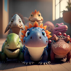 Dinosaur friends at school, generated by artificial intelligence