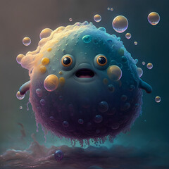 The blue bubble, generated by artificial intelligence