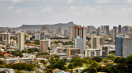 Honolulu Skyline with Diamond Head Crater in the Background