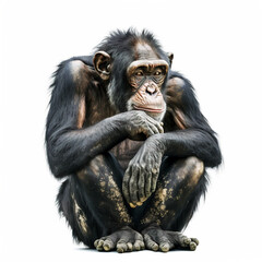 chimpanzee white background - Created with Generative AI Technology