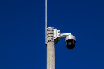 outdoor video surveillance camera , security camera on the highway in Brazil
