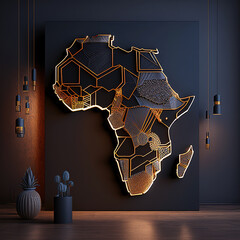 African map - Created with Generative AI Technology
 - obrazy, fototapety, plakaty
