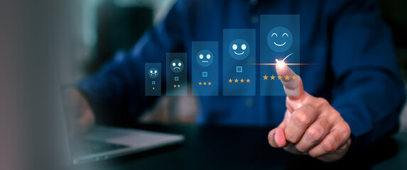 Customer services rating feedback satisfaction survey online business review questionnaire on technology data exchanges development for service mind, social media digital global marketing management