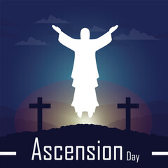 Fototapeta na wymiar simple jesus ascension day greetings with close up Jesus Statue Symbol illustrations