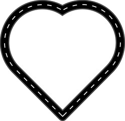 Road heart shape frame with copy space for your text or design.love road icon vector illustration