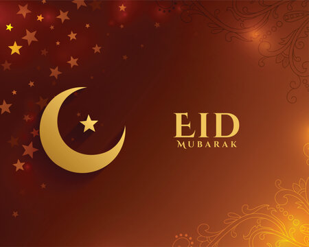 eid mubarak islamic festival shiny background with crescent and star