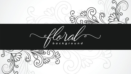 line style floral art banner for modern decoration
