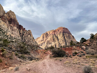 Hiking into the Red Rock Canyon mountains