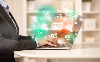 Young person surfing on social media network