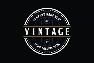 Circle Vintage Retro Steampunk Badge Emblem Label Stamp Logo Design Vector