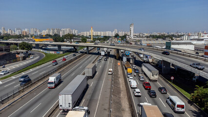 SAO PAULO, BRAZIL, MARCH 24, 2023, aerial view of the Presidente Dutra highway