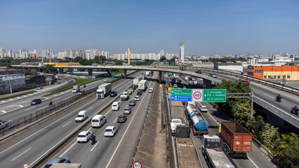 SAO PAULO, BRAZIL, MARCH 24, 2023, aerial view of the Presidente Dutra highway