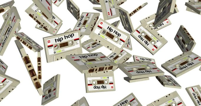 Hiphop Cassette Tape falling slow motion