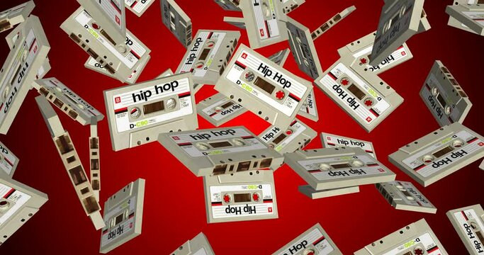 Hiphop Cassette Tape falling slow motion