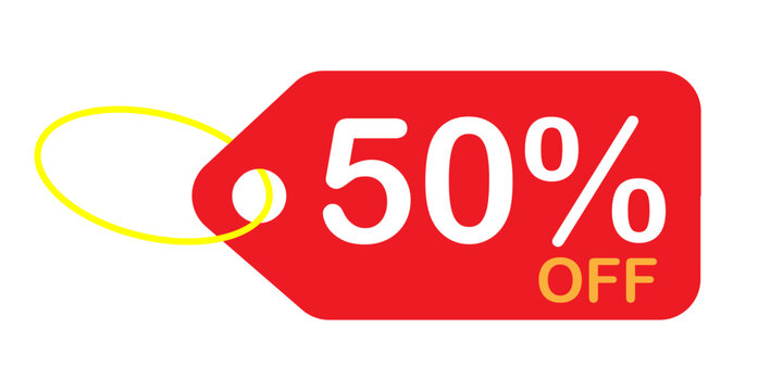 Tag Vector 50% OFF Etiqueta Vermelho Amarelo