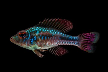 Fototapeta premium Iridescent dichroic fish isolated on black background