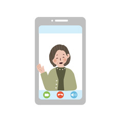 笑顔でビデオ通話をするシニア女性