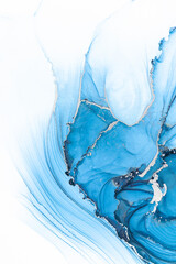 Marble ink abstract art from meticulous original painting abstract background . Painting was painted on high quality paper texture to create smooth marble background pattern of ombre alcohol ink . © InfiniteFlow