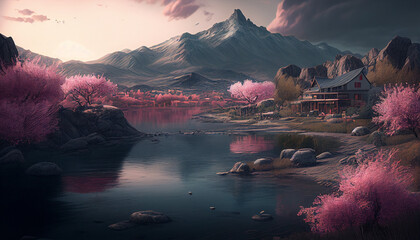 Spring Season Landscape Generative Ai
