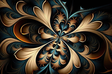 Elegant abstract art background pattern gold on dark background