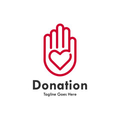 Donation logo template illustration. there are hand with love