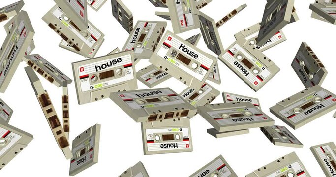 House Cassette Tape falling slow motion