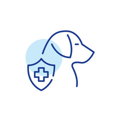 Dog healthcare. Veterinary clinic medical insurance. Pixel perfect, editable stroke line icon