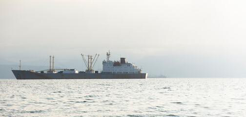 fishing trawler in the Bay on the roads in Kamchatka peninsula